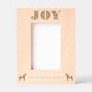Swedish Folk Art Joy Dala Horse Christmas Etched Frames