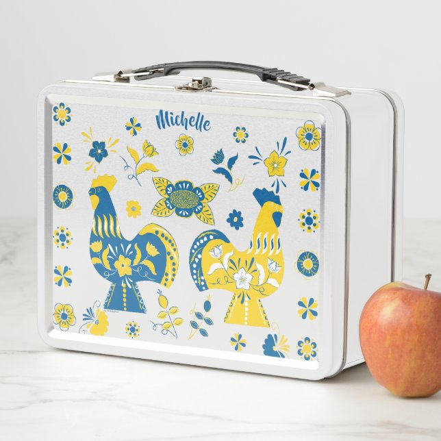 Swedish Folk Dala Rooster Metal Lunch Box (In Situ)