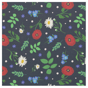 Swedish Folk Flowers - Floral Pattern Fabric