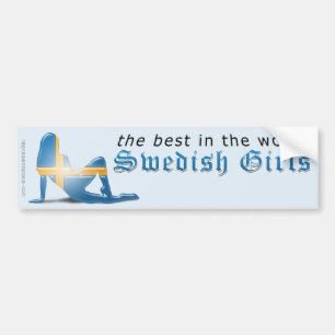 Swedish Girl Silhouette Flag Bumper Sticker