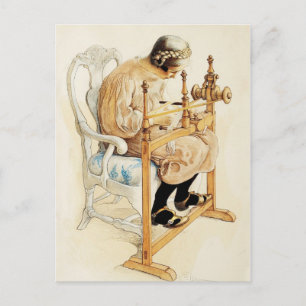 Swedish Girl Weaving Postcard