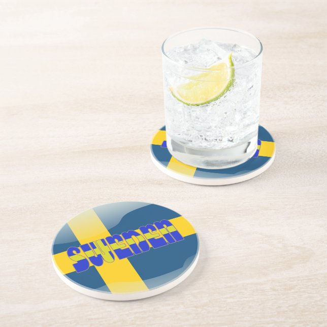 Swedish glossy flag coaster (Side)