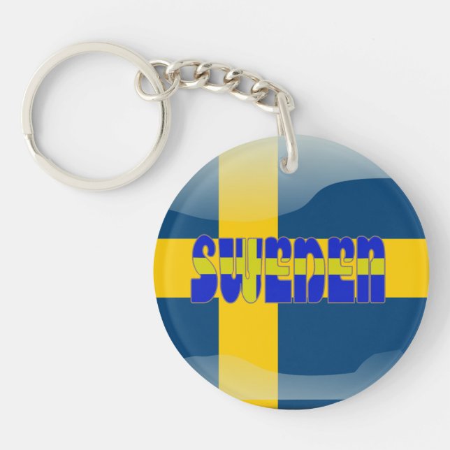 Swedish glossy flag key ring (Front)