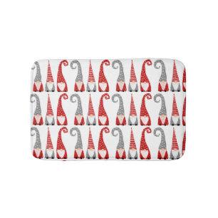 Swedish Gnomes Christmas Repeat Pattern Holiday Bath Mat