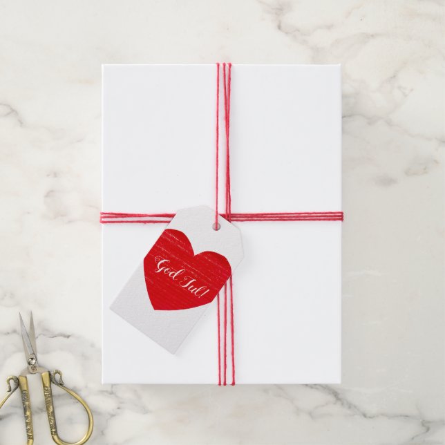Swedish God jul! Red Heart Personalised Gift Tag (With Twine)