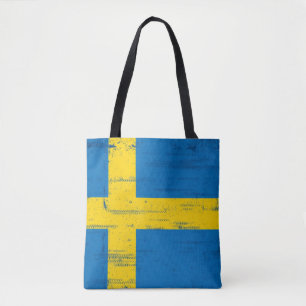 Swedish Grunge Flag Tote Bag