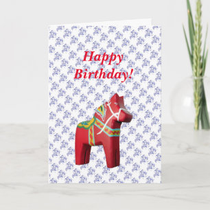 Swedish Horse Birthday Card