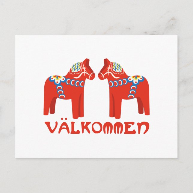 Swedish Horse Valkommen Postcard (Front)