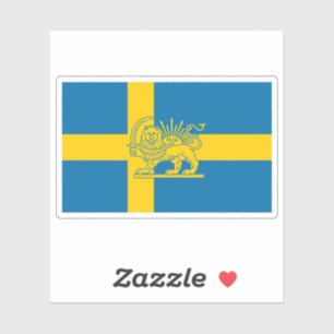 Swedish Iranian Lion and Sun Heritage Flag