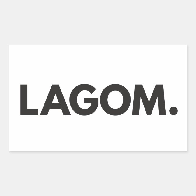 Swedish LAGOM Black and White Rectangular Sticker (Front)