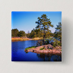 swedish landscap, photo 15 cm square badge