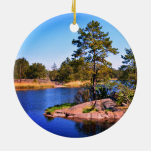 swedish  landscap, photo, ceramic tree decoration