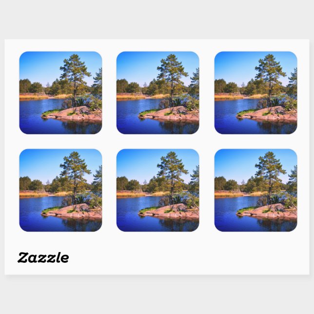 swedish  landscap, photo square sticker (Sheet)