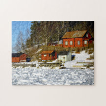 Swedish landscape in winter with snow - frozen sea