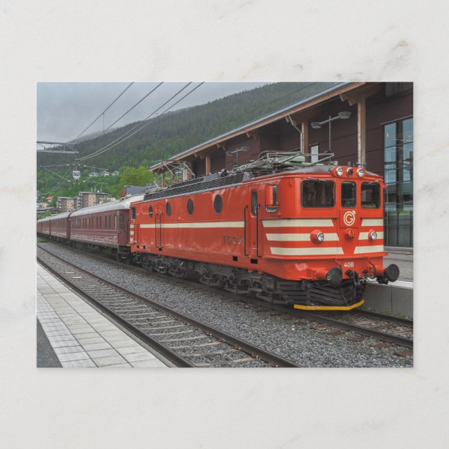 Swedish Ma 408 el.locomotive with passenger train Postcard (Front)