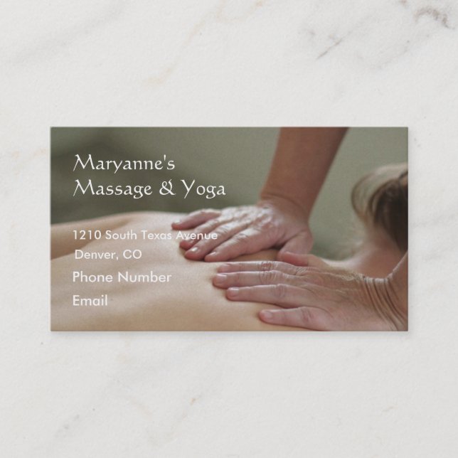 Swedish Massage Photo - Back Appointment Card (Front)