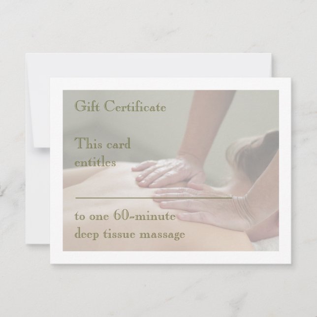 Swedish Massage Photo - Back -  Gift Certificate (Front)