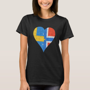 Swedish Norwegian Flag Heart T-Shirt
