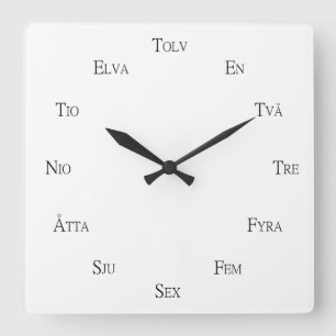 Swedish Numbers Language Learning Personalizable Square Wall Clock