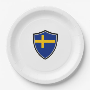 Swedish shield flag paper plate