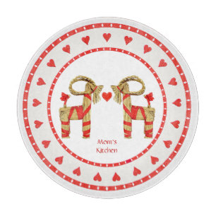 Swedish Straw Goat and Hearts Personalised Cutting Board