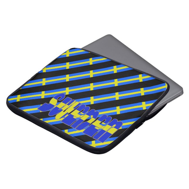Swedish stripes flag laptop sleeve (Front Top)
