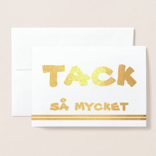 Swedish Thank You on Gold Foil Card