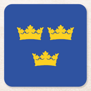 Swedish three crowns, tre kronor square paper coaster
