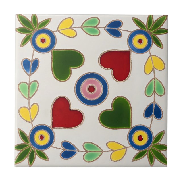 swedish tiles colourful hearts (Front)