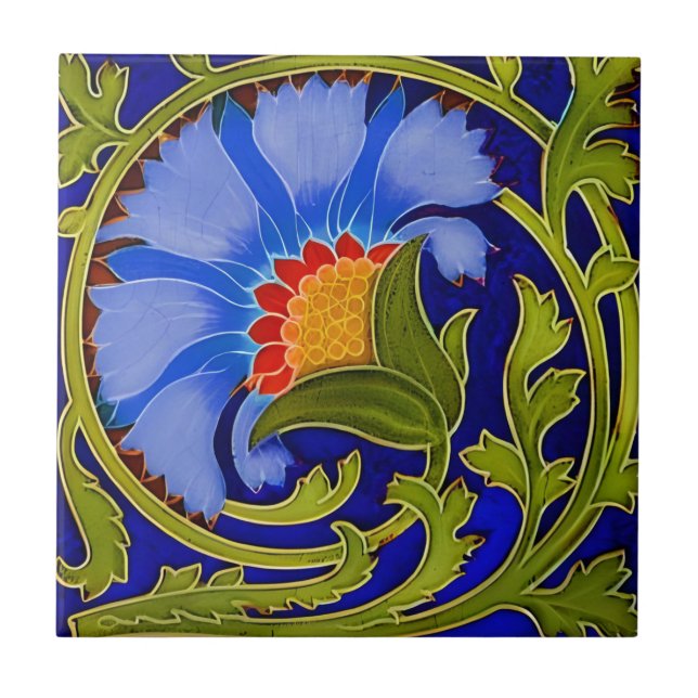 swedish tiles vintage blue flower (Front)