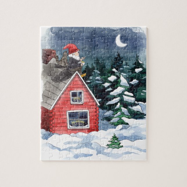 Swedish Tomten Christmas Porridge Watercolor  Jigsaw Puzzle (Vertical)