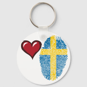 Swedish touch fingerprint flag key ring