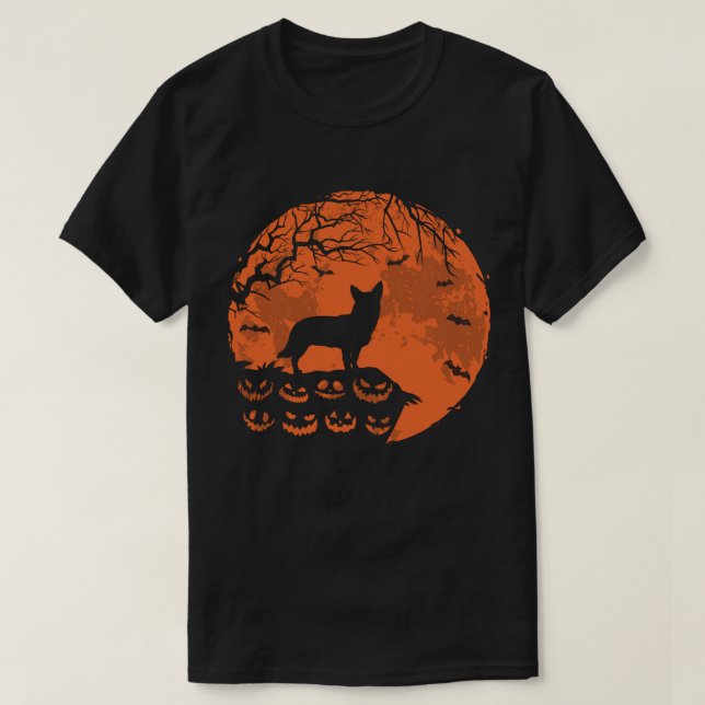 Swedish Vallhund And Moon Halloween Dog Lover Gift T-Shirt (Design Front)