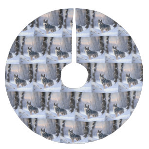 Swedish Vallhund Let It Snow Christmas  Brushed Polyester Tree Skirt