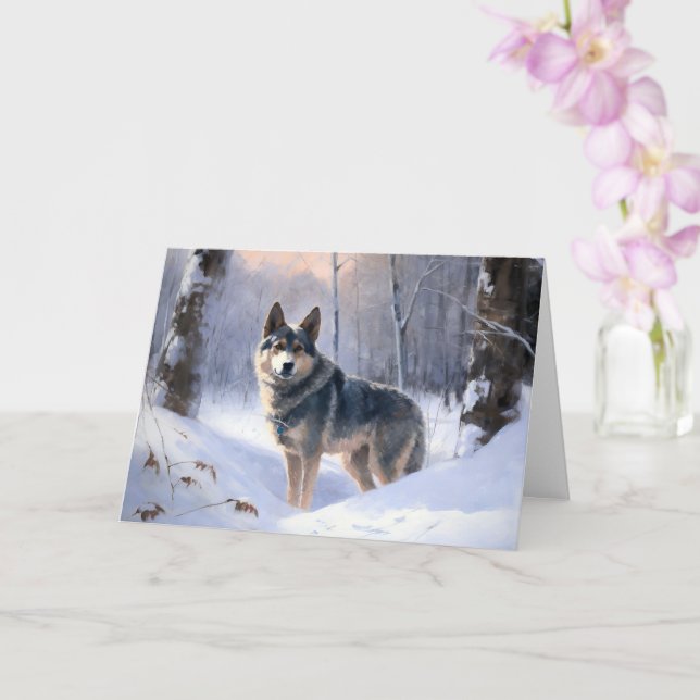 Swedish Vallhund Let It Snow Christmas  Card (Orchid)