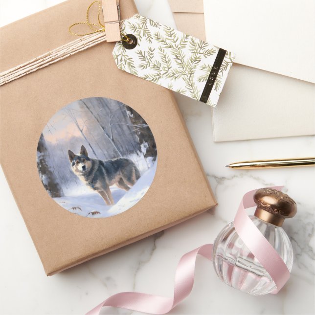 Swedish Vallhund Let It Snow Christmas  Classic Round Sticker (Gifting)