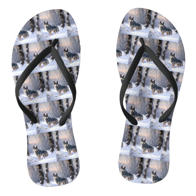 Swedish Vallhund Let It Snow Christmas  Jandals (Footbed)