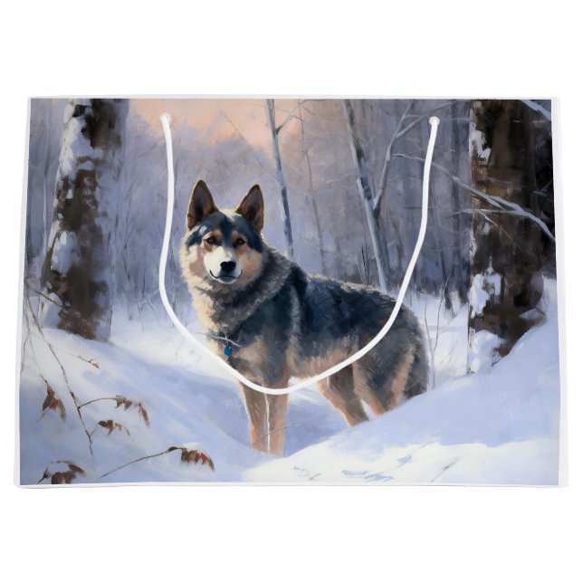 Swedish Vallhund Let It Snow Christmas  Large Gift Bag (Front)