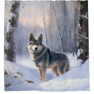 Swedish Vallhund Let It Snow Christmas Shower Curtain