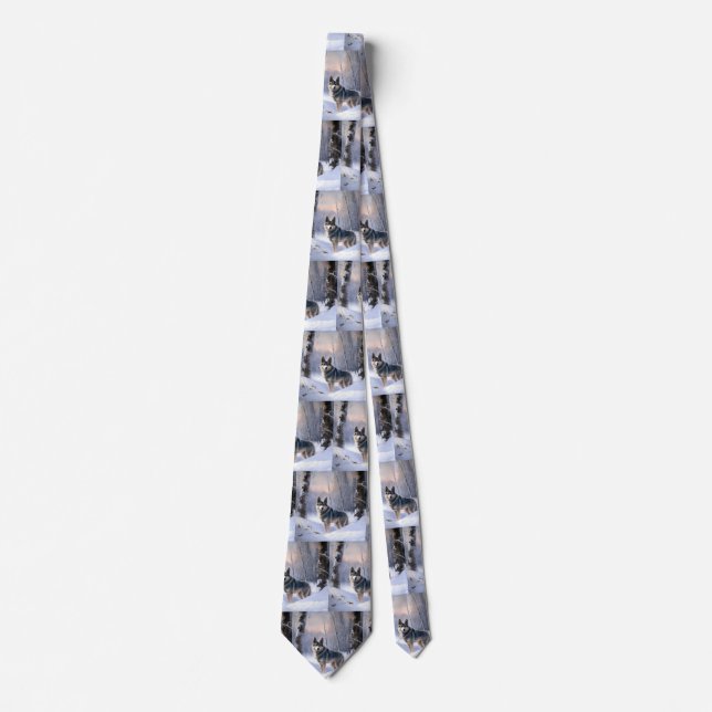 Swedish Vallhund Let It Snow Christmas  Tie (Front)