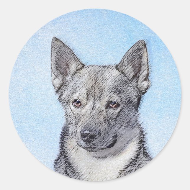 Swedish Vallhund Painting - Cute Original Dog Art Classic Round Sticker (Front)