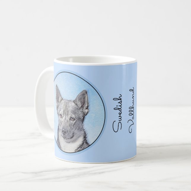 Swedish Vallhund Painting - Cute Original Dog Art Coffee Mug (Front Left)