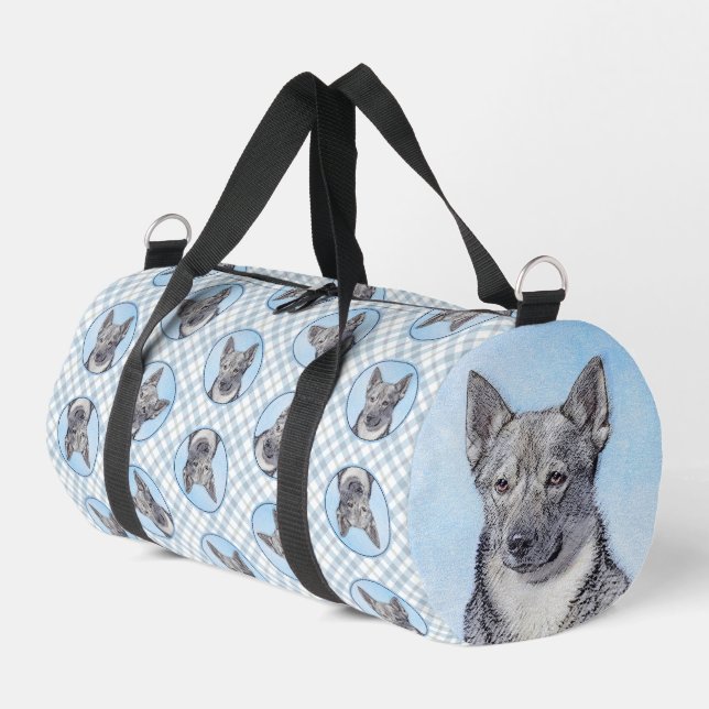 Swedish Vallhund Painting Cute Original Dog Art Duffle Bag (Left Corner)