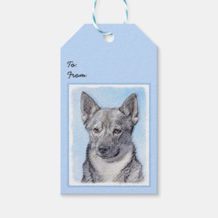 Swedish Vallhund Painting - Cute Original Dog Art Gift Tags