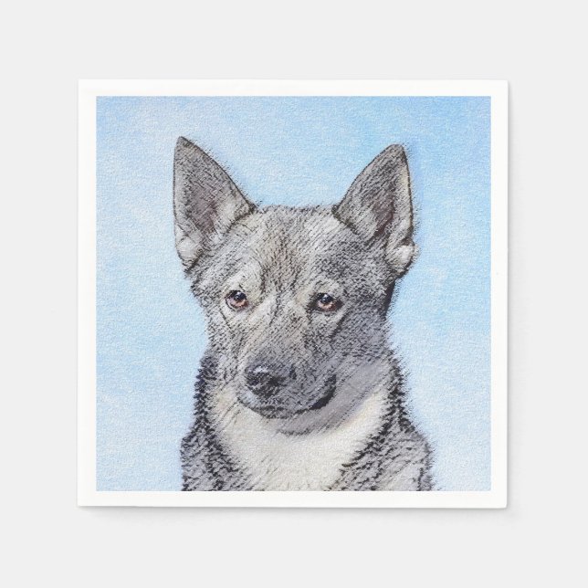 Swedish Vallhund Painting - Cute Original Dog Art Napkin (Front)
