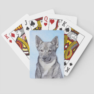 Swedish Vallhund Painting - Cute Original Dog Art Playing Cards