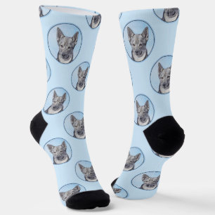 Swedish Vallhund Painting Cute Original Dog Art Socks