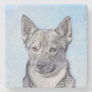 Swedish Vallhund Painting - Cute Original Dog Art Stone Coaster