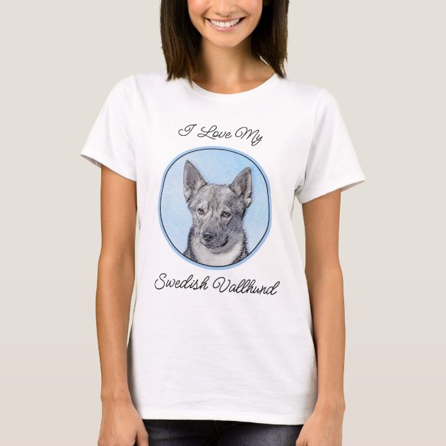 Swedish Vallhund Painting - Cute Original Dog Art T-Shirt (Front)