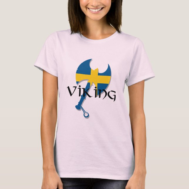 Swedish Viking flag Ax of Sweden T-Shirt (Front)